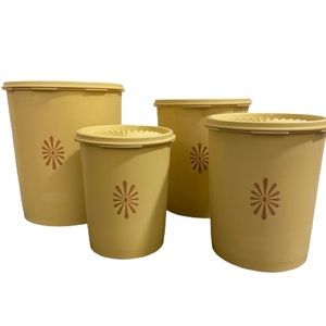Vintage Tupperware Canisters Harvest Gold